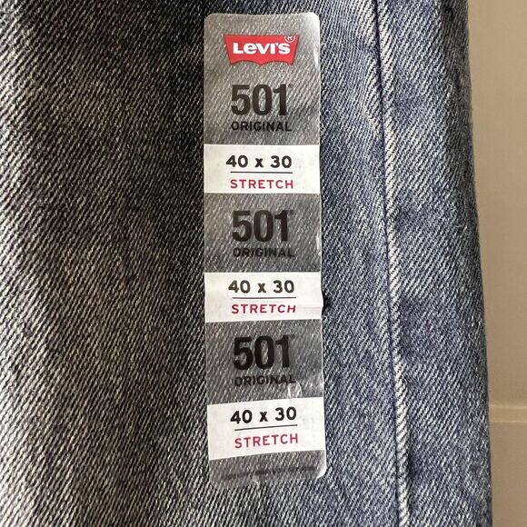 Levis 501 Jeans Men 40x30 Blue Stretch Denim Button Fly Straight Leg Classic NEW - Picture 4 of 14